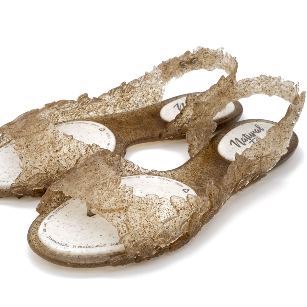 New Vegan Natural Coconut Butterfly Vegan Sandals About a Sz 11 M